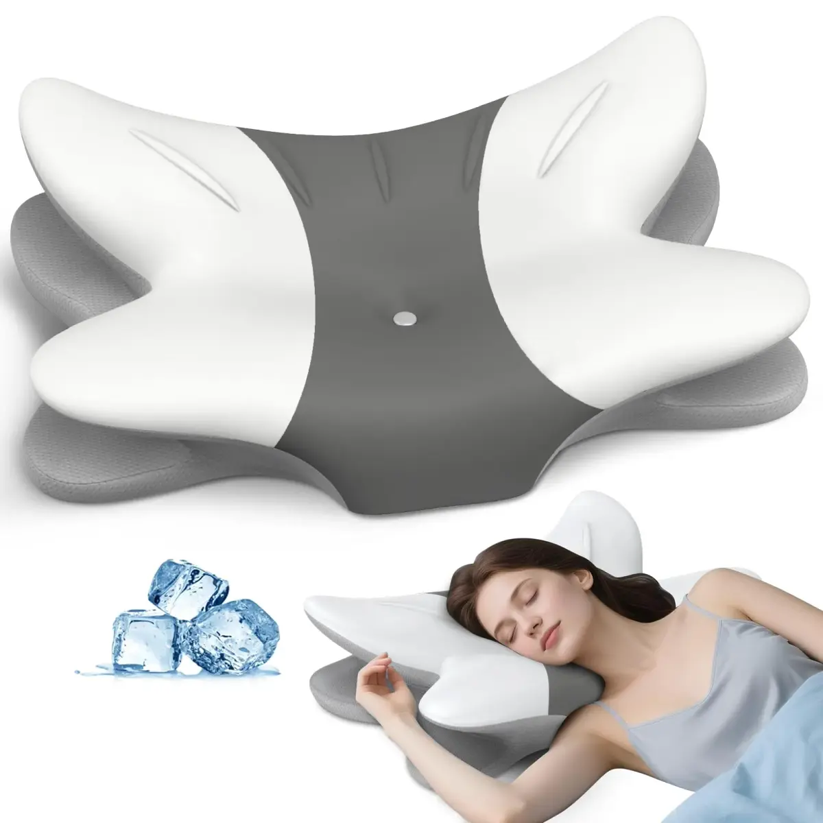 Tujami Cervical Neck Pillow for Pain Relief - Queen Size Memory Foam Contour Pillow | Orthopedic Support for Sleeping - main product image