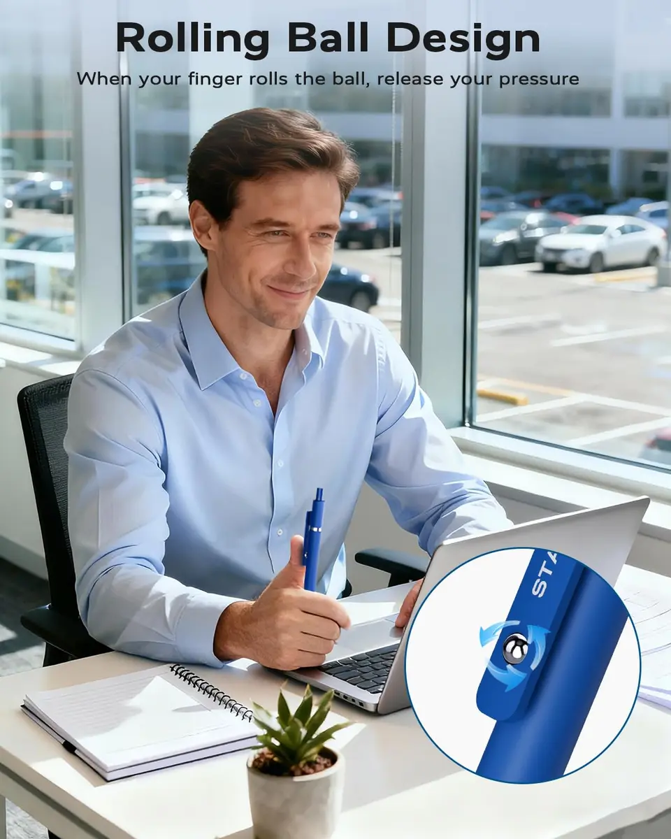 STAGEEK Gel Ink Rollerball Pens, 12 Pcs, Quick Dry, 0.7mm, Blue | Smooth Writing for Office & School - view 6
