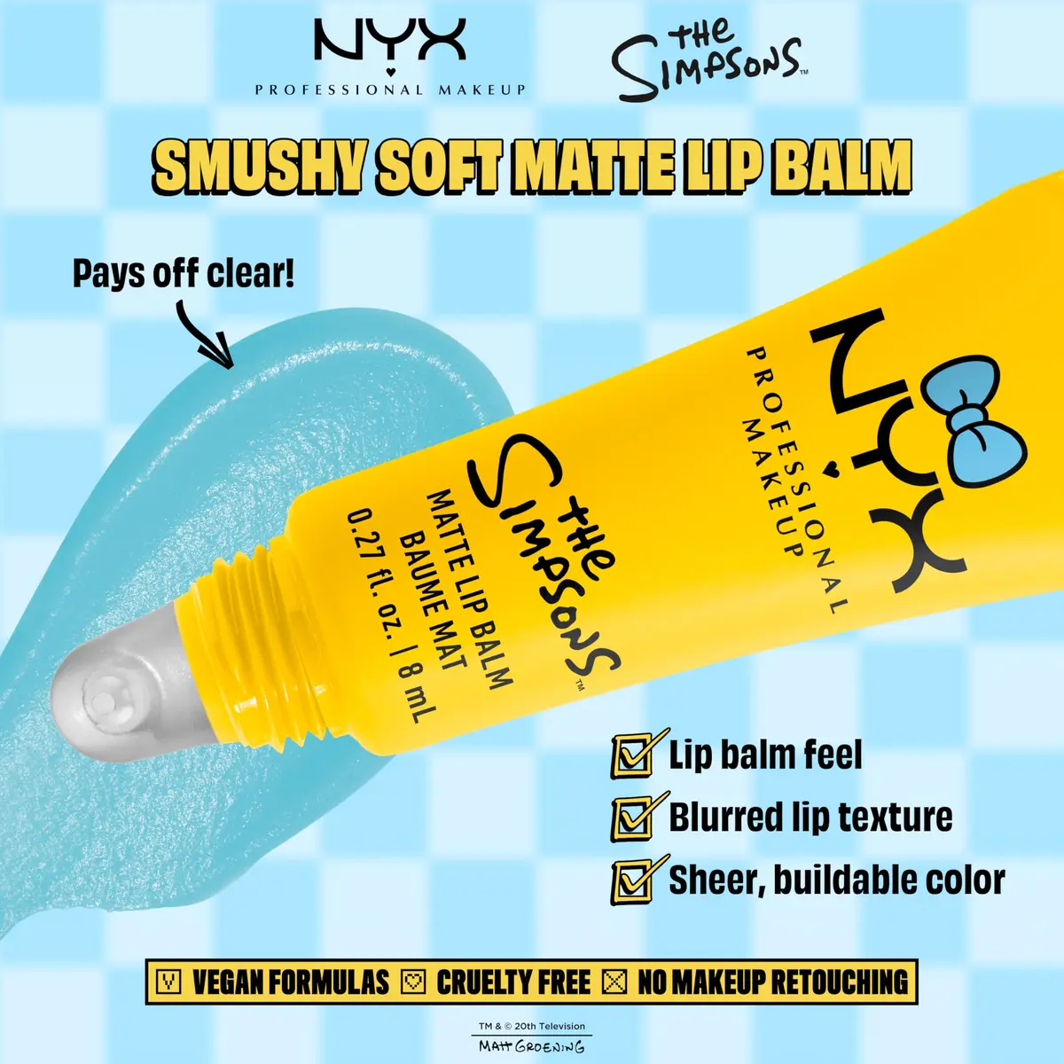 NYX PROFESSIONAL MAKEUP Simpson Smushy Matte Lip Balm, Buildable & Blurring, Vegan & Cruelty-Free - Peekaboo Blue (Clear) | Springfield Collaboration - view 4