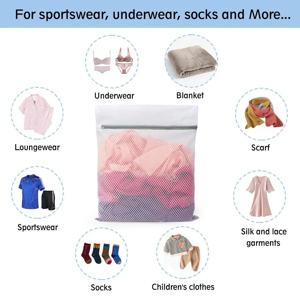 Vivifying Large Honeycomb Mesh Laundry Bags 3 Pack 52cm x 42cm | Protects Delicates in Wash & Dry Cycles - view 5