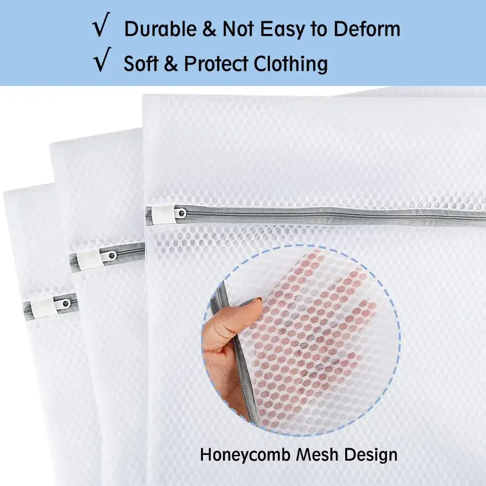 Vivifying Large Honeycomb Mesh Laundry Bags 3 Pack 52cm x 42cm | Protects Delicates in Wash & Dry Cycles - view 4