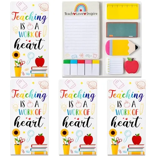 Xqumoi Teacher Sticky Notes Set | 3 Pack Heart Blackboard Apple Shape Self-Stick Note Pads - main product image
