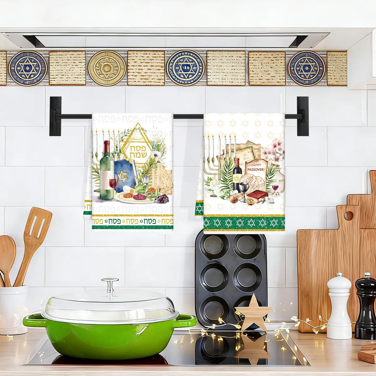 Koazava Passover Kitchen Towels 15.75" x 23.62" | Jewish Star of David & Seder Themes - view 6