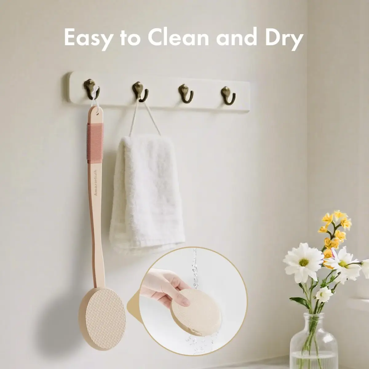 AmazerBath Lotion Applicator with 4 Replacement Pads & 17" Curved Handle | FDA Approved for Back & Feet - view 4