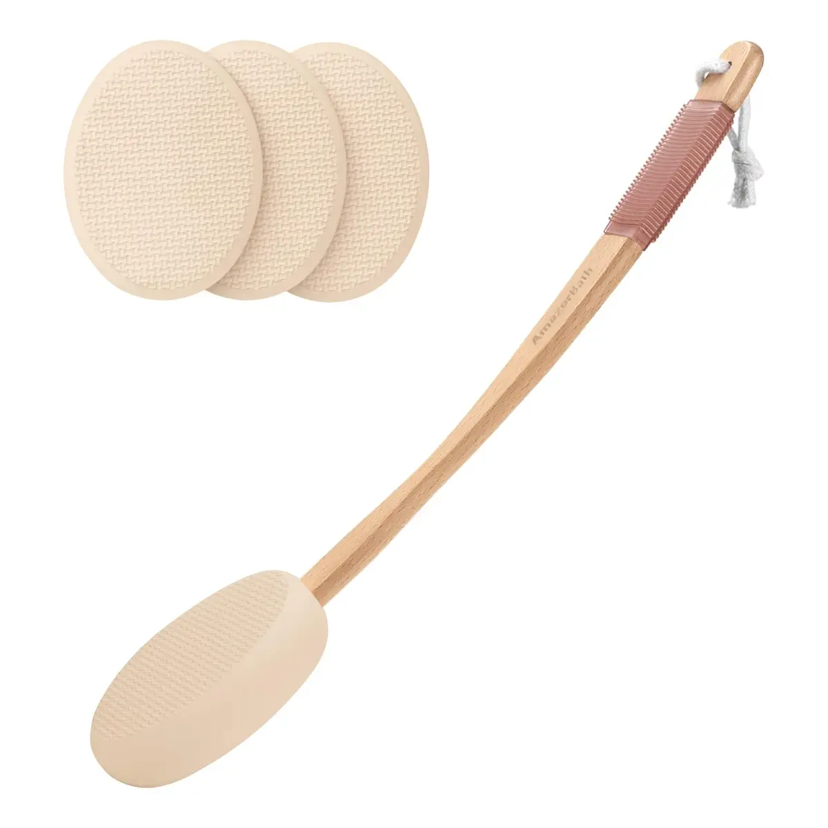 AmazerBath Lotion Applicator with 4 Replacement Pads & 17" Curved Handle | FDA Approved for Back & Feet - main product image
