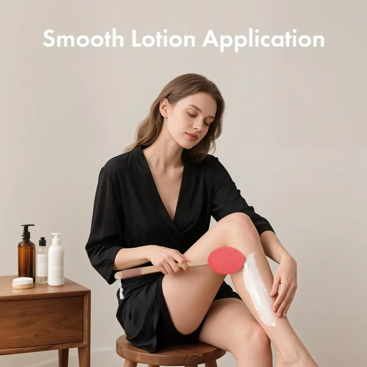 AmazerBath Lotion Applicator 4 Replacement Pads 17 inch Curved Handle Rose Red | Even Application - view 7