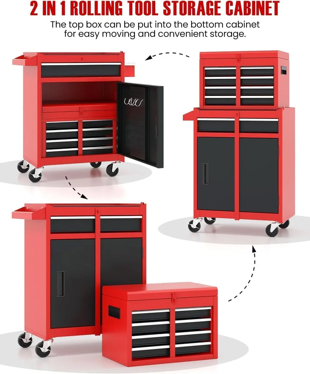 ARNOT 2-in-1 Rolling Tool Chest with 5 Drawers | Heavy-Duty Metal Storage for Garage & Workshop - view 5