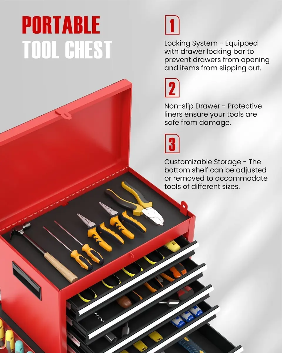 ARNOT 2-in-1 Rolling Tool Chest with 5 Drawers | Heavy-Duty Metal Storage for Garage & Workshop - view 4