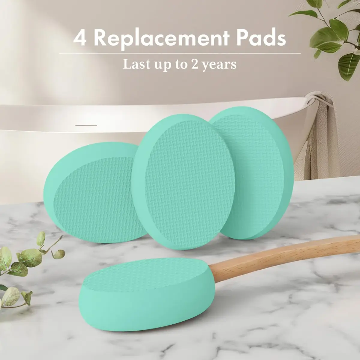 AmazerBath Lotion Applicator with 4 Replacement Pads & 17" Curved Handle | FDA Approved for Back, Feet, and Hard-to-Reach Areas - view 6