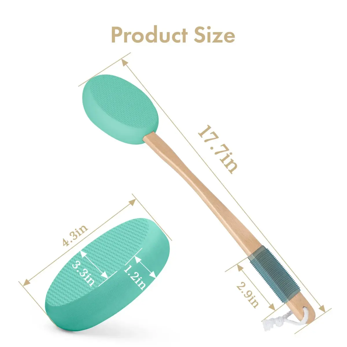 AmazerBath Lotion Applicator with 4 Replacement Pads & 17" Curved Handle | FDA Approved for Back, Feet, and Hard-to-Reach Areas - view 2