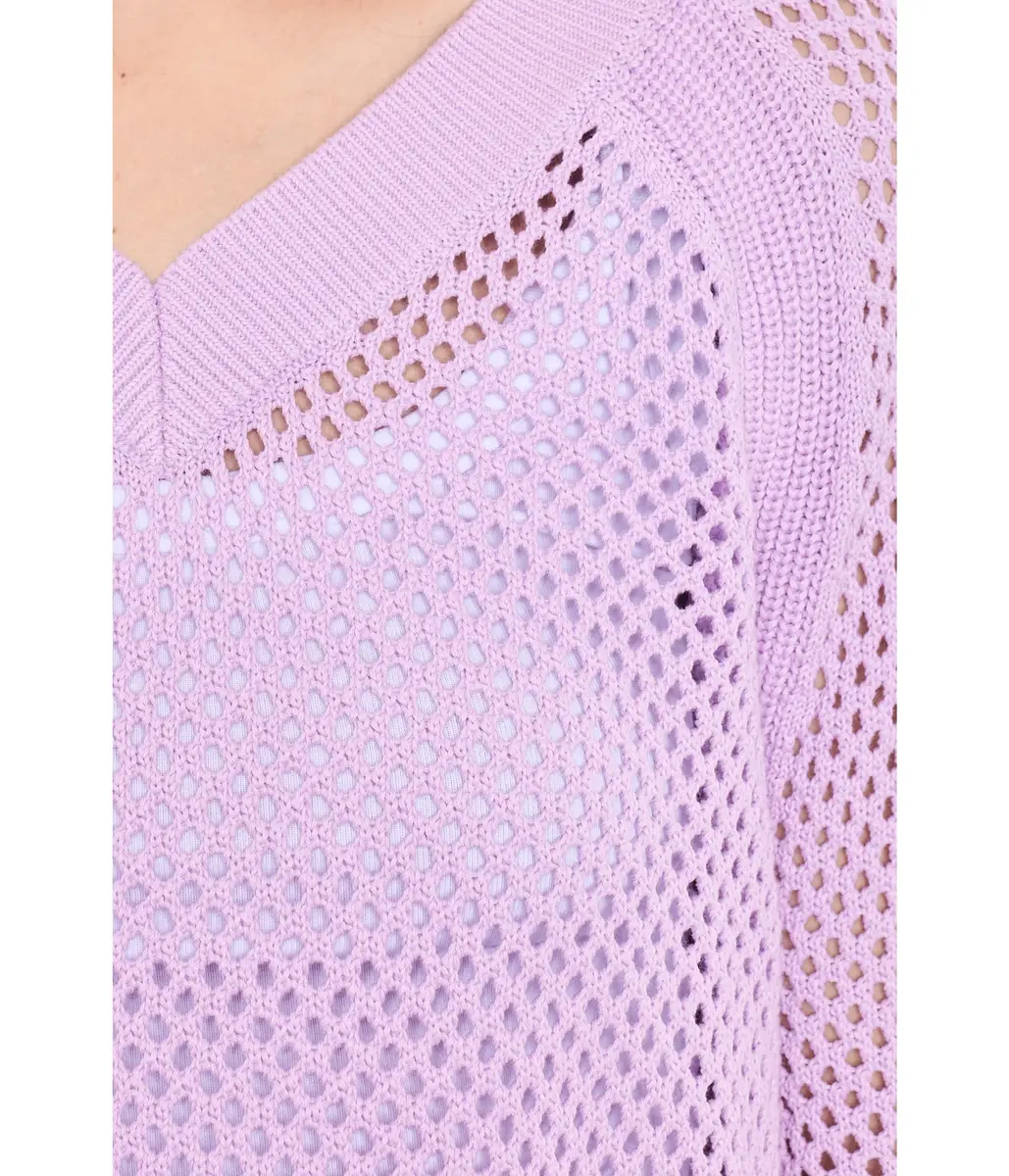 Elliott Lauren Womens Open Mind Lavender Sweater | Cotton Regular Fit LG - view 5