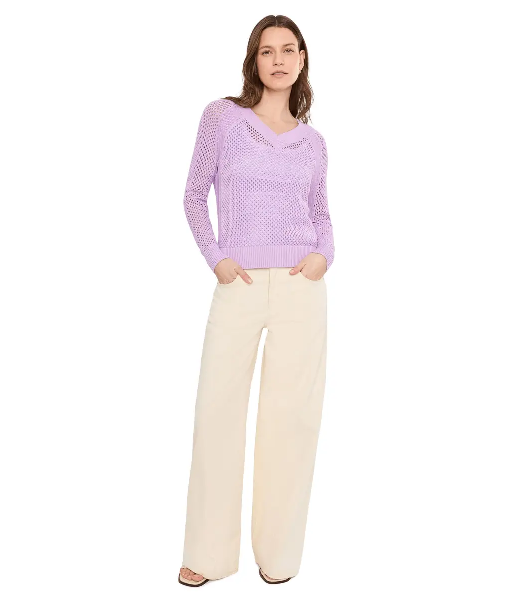 Elliott Lauren Womens Open Mind Lavender Sweater | Cotton Regular Fit LG - view 2