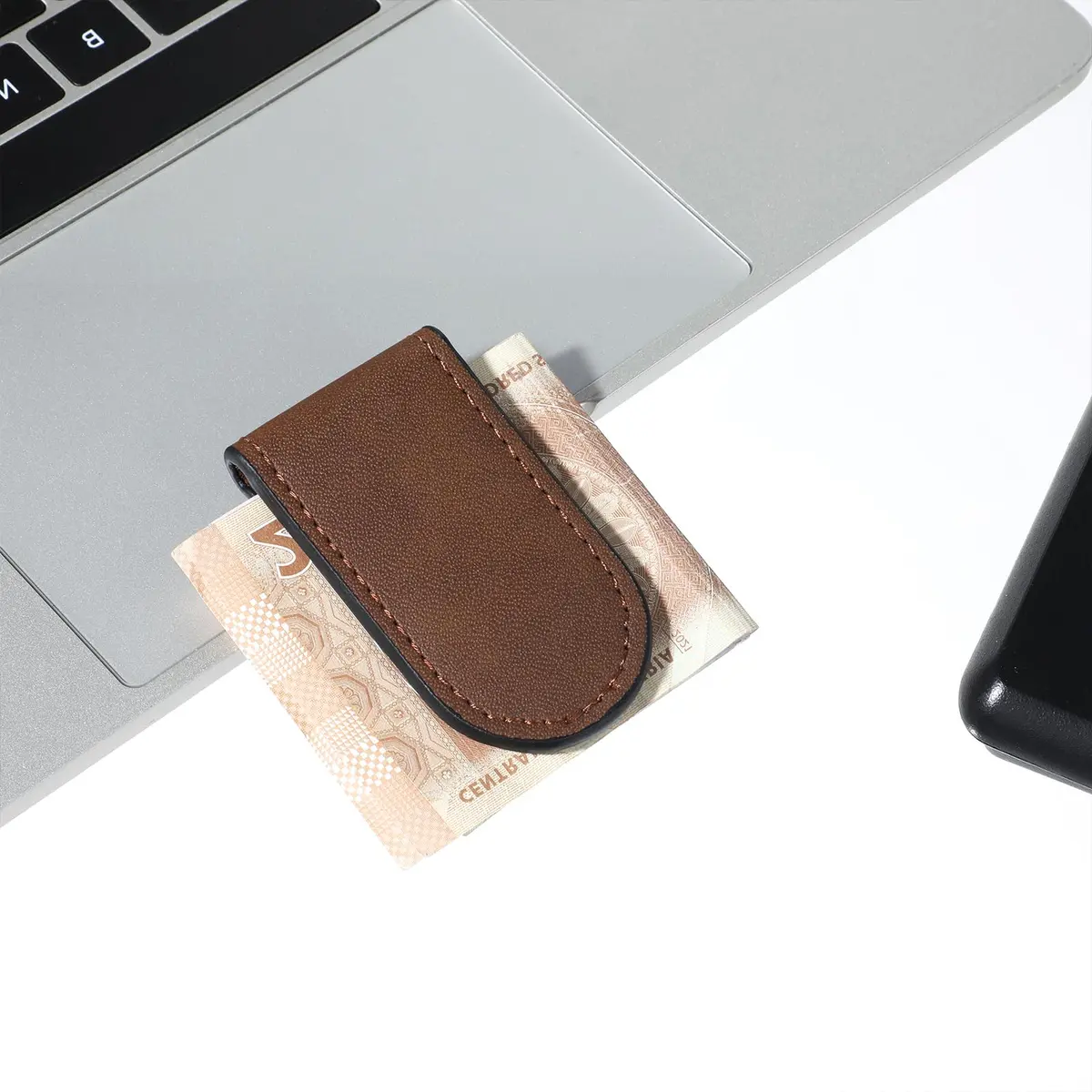 Hpmjz Slim Magnetic Money Clip Leather Business Card Holder for Men Black | Compact & Durable - view 5