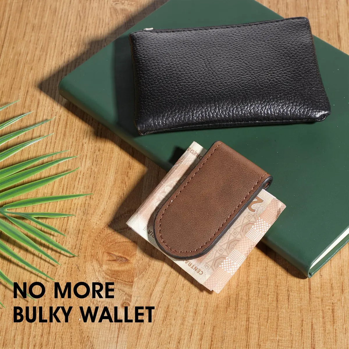 Hpmjz Slim Magnetic Money Clip Leather Business Card Holder for Men Black | Compact & Durable - view 6