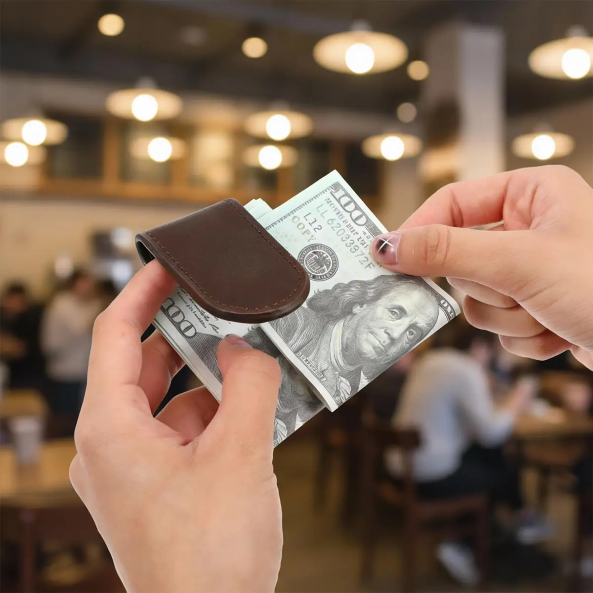Hpmjz Slim Magnetic Money Clip Leather Business Card Holder for Men Black | Compact & Durable - view 7