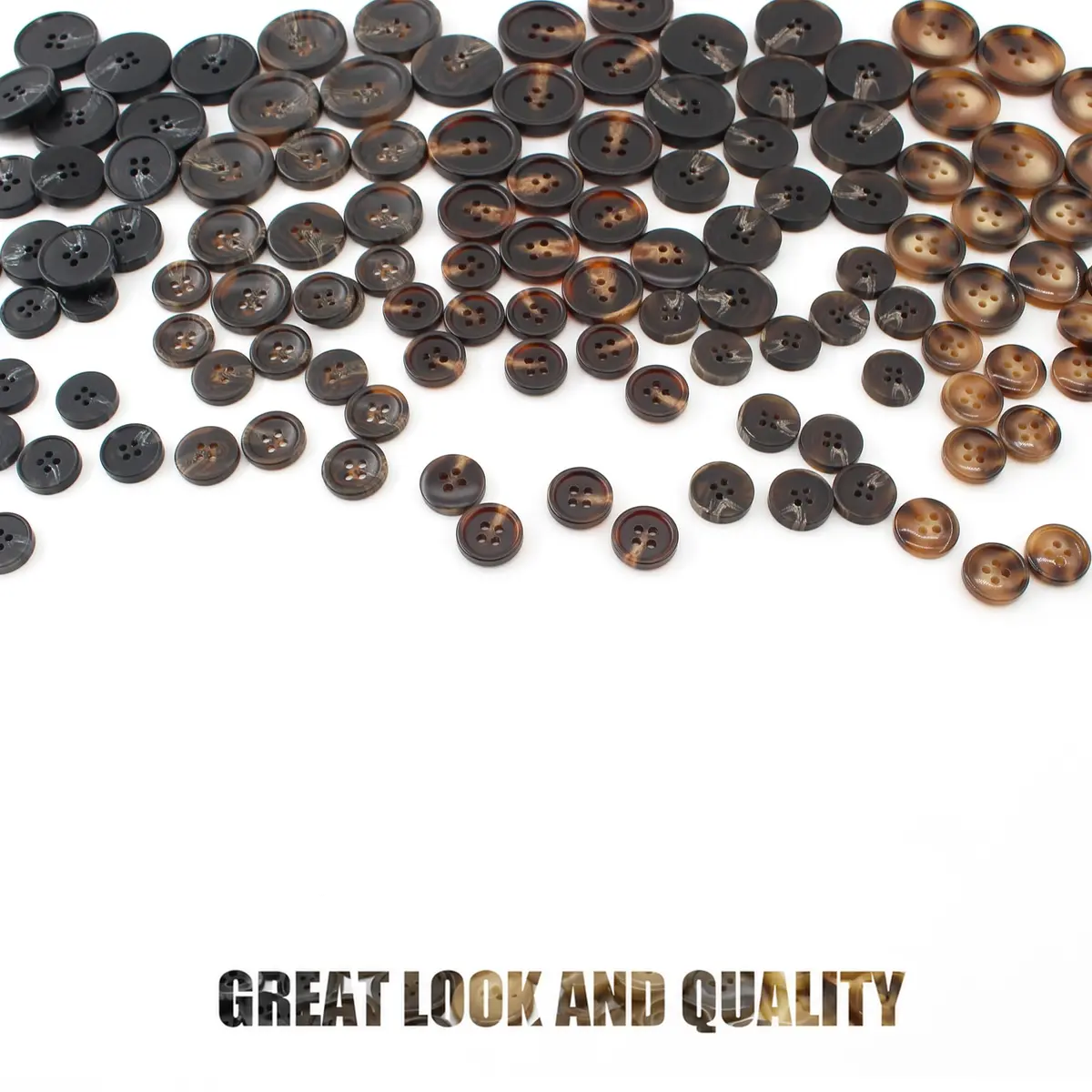 Renashed Faux Buffalo Horn Suit Coat Buttons 15mm, 20mm, 25mm (Dark Brown Series) | 120 Pcs - view 6