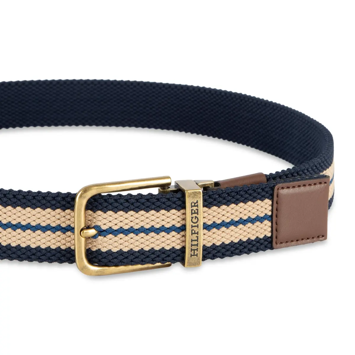 Tommy Hilfiger Men's Reversible Fabric Stretch Belt, Tan/Navy, X-Large - view 4