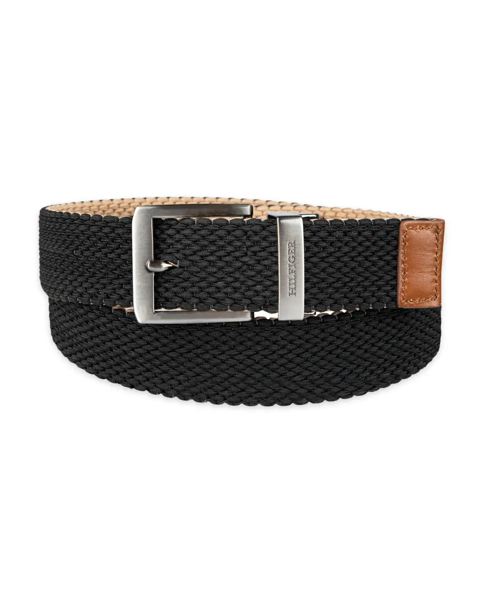 Tommy Hilfiger Men's Tan/Black Reversible Stretch Cord Fabric Belt, Large - view 3