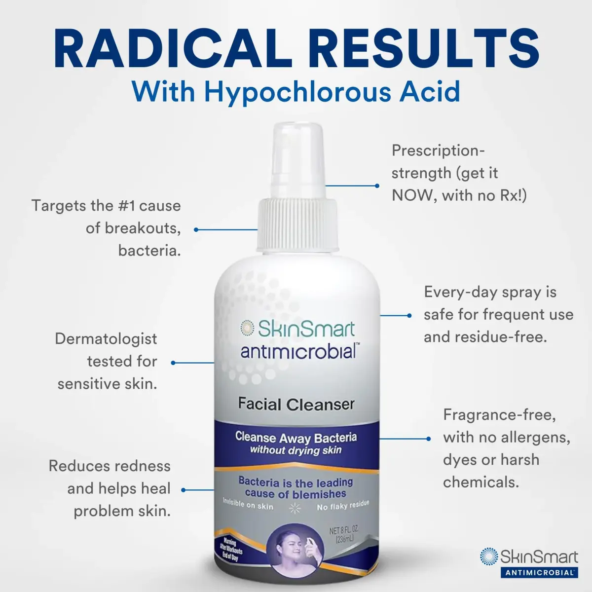 SkinSmart Antimicrobial Facial Cleanser Spray 200ml (2 Pack) | Targets Breakout Bacteria Without Drying - view 5
