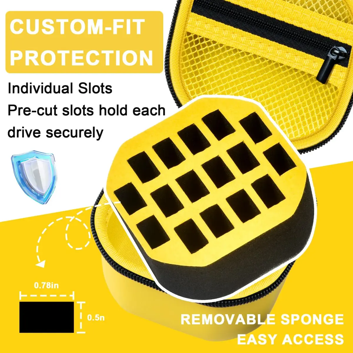 Comecase Hard EVA Shell USB Flash Drive Case | Holds 16 USB Drives with Mesh Pocket & Hand Strap - view 3