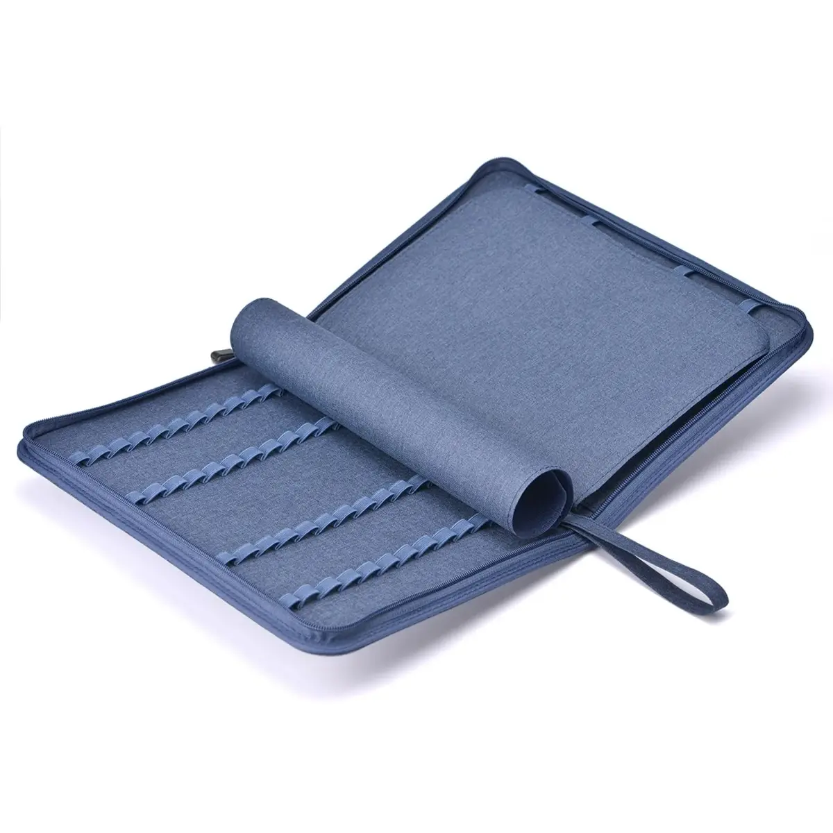 erofa 48 Slots Fountain Pen Case, Blue Canvas Holder | Large Capacity Organizer for Students & Professionals - view 3