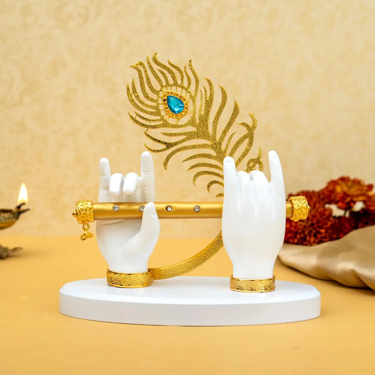 Ekhasa Lord Krishna Hands with Flute Idol (Big Size) | Divine Krishna Statue for Home & Car Decor - main product image