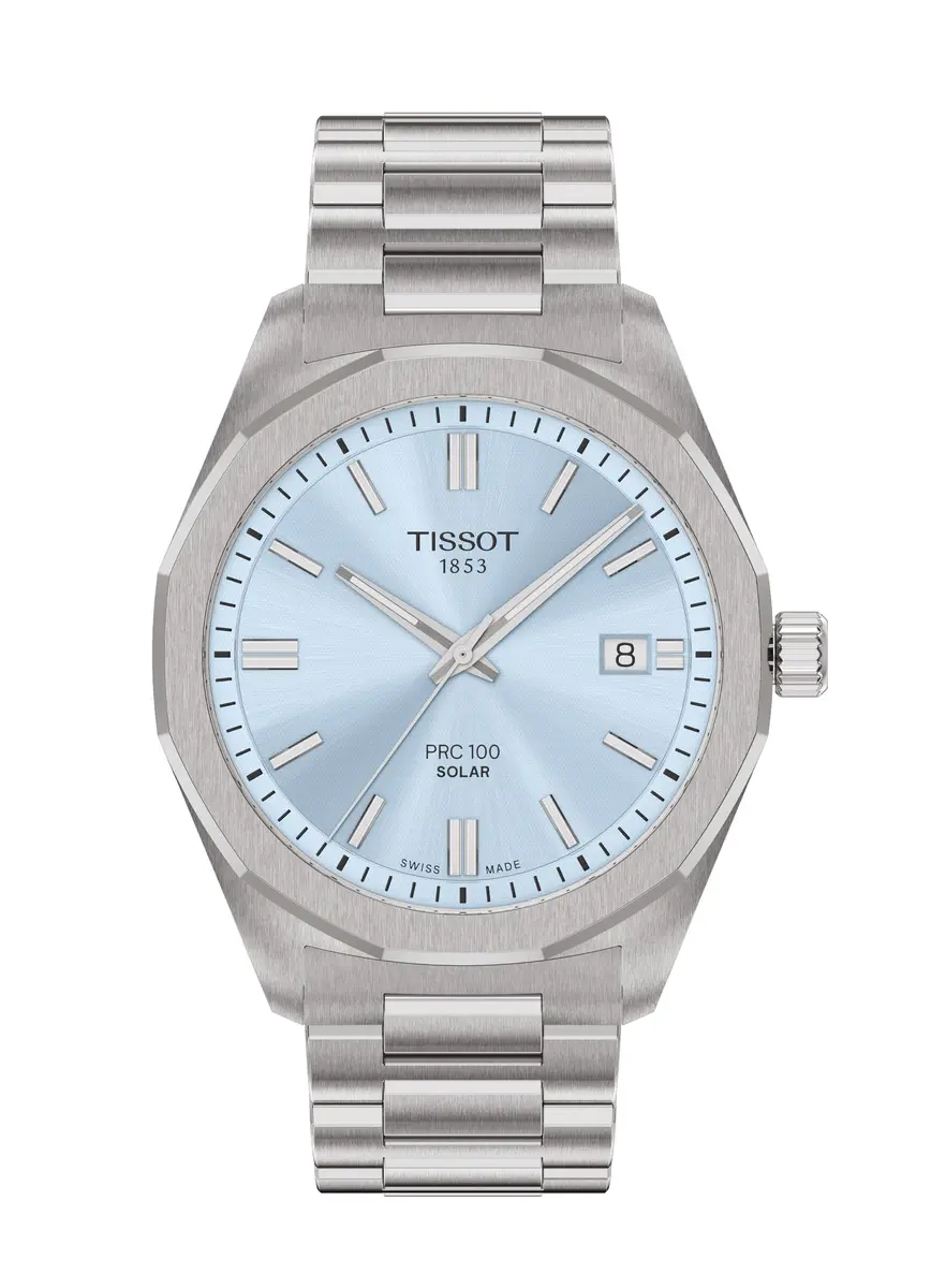 Tissot PRC 100 Solar, Swiss Solar Quartz, 39mm | Ice Blue Dial Men’s Watch with Solar Power - main product image