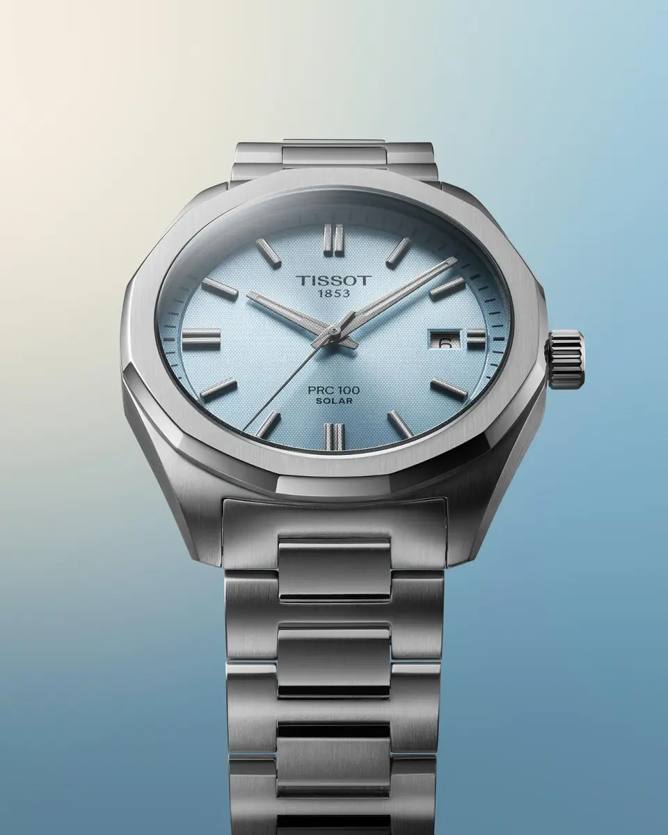Tissot PRC 100 Solar, Swiss Solar Quartz, 39mm | Ice Blue Dial Men’s Watch with Solar Power - view 5