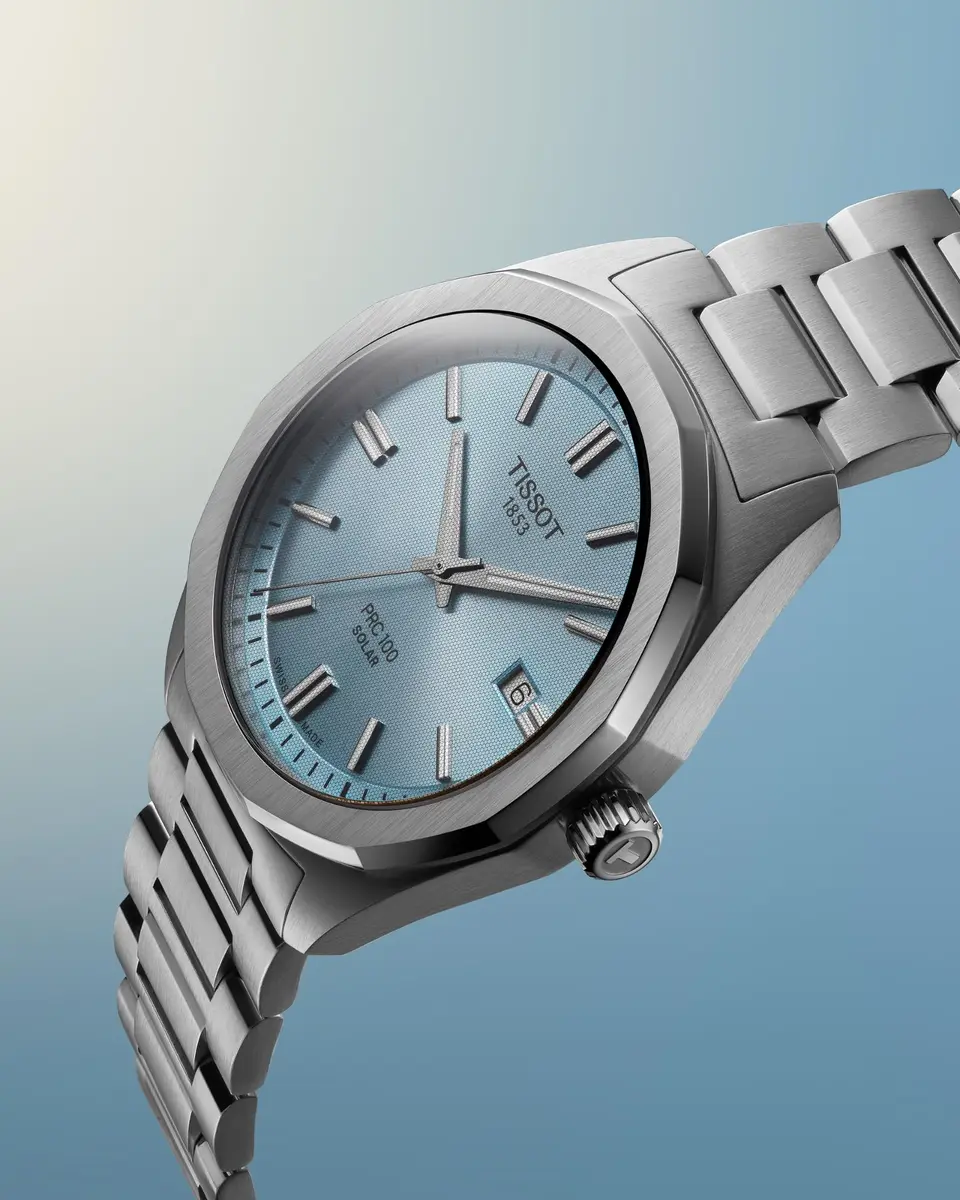 Tissot PRC 100 Solar, Swiss Solar Quartz, 39mm | Ice Blue Dial Men’s Watch with Solar Power - view 4