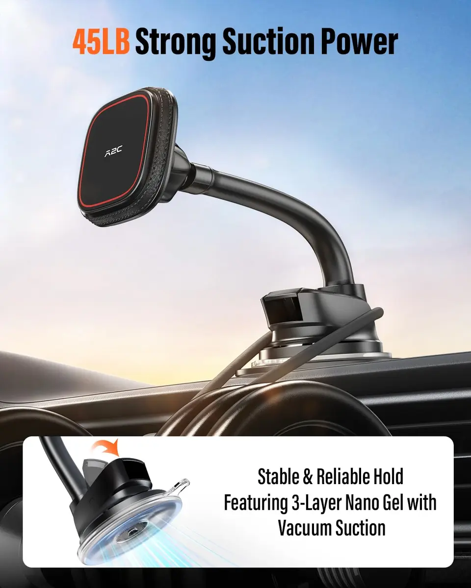 APPS2Car MagSafe Car Phone Mount with Flexible Gooseneck Arm | Secure Magnetic Hold & 360° Rotation - view 4