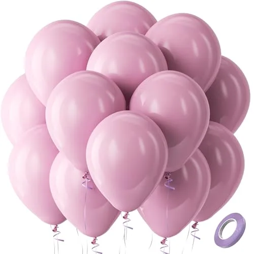 Bezente Mauve Balloons 100 Pack 12 Inch Dusty Pink Dark Rose Boho Neutral Latex Party Balloons - main product image