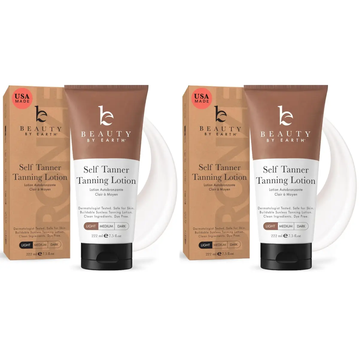 Beauty by Earth Tanning Lotion Self Tanner Fair to Medium 444ml (15 Fl Oz) | Natural Sun-Kissed Glow - main product image