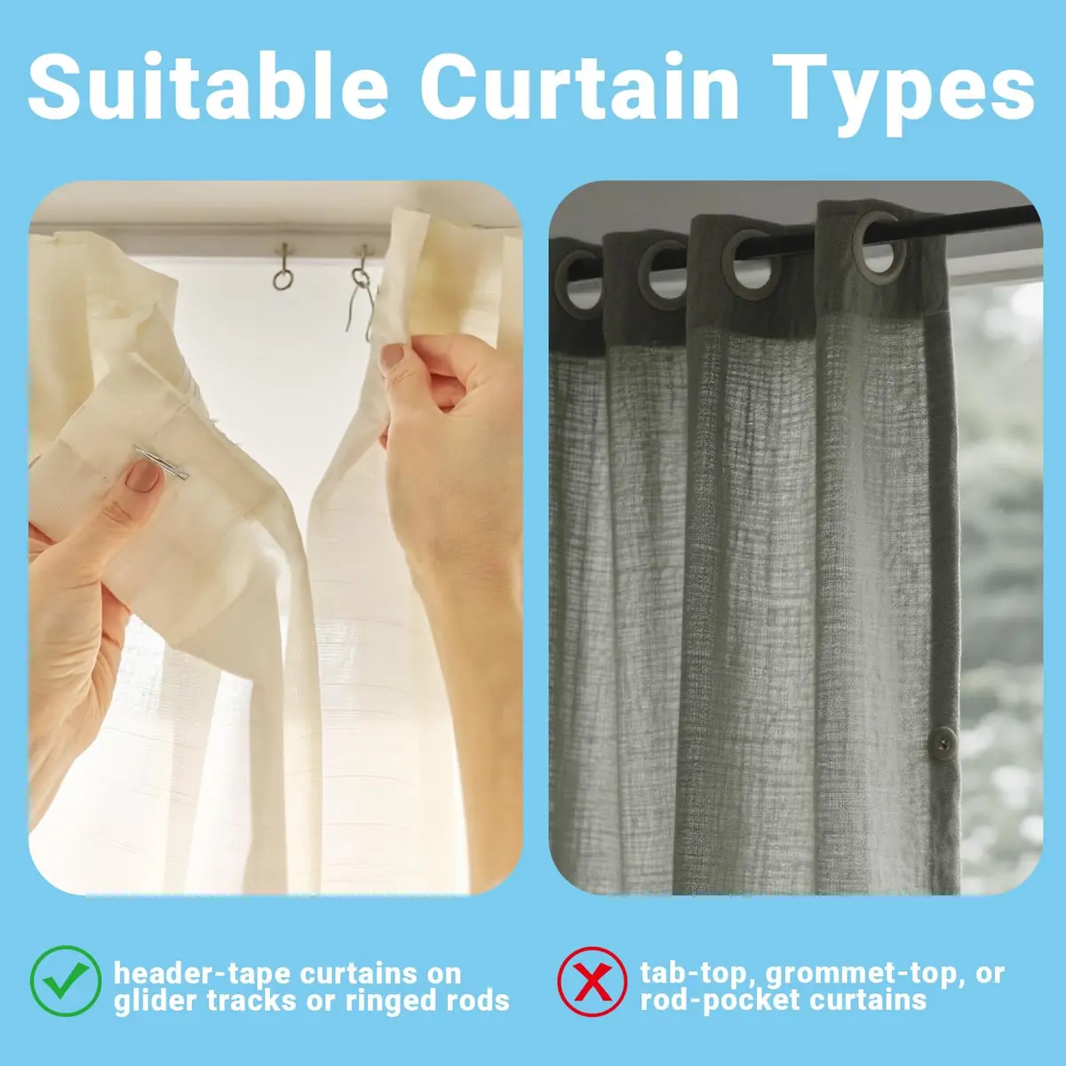 Sopito 1.2 Inches Curtain Hooks | Durable Stainless Steel, Rustproof, Pack of 58 - view 3