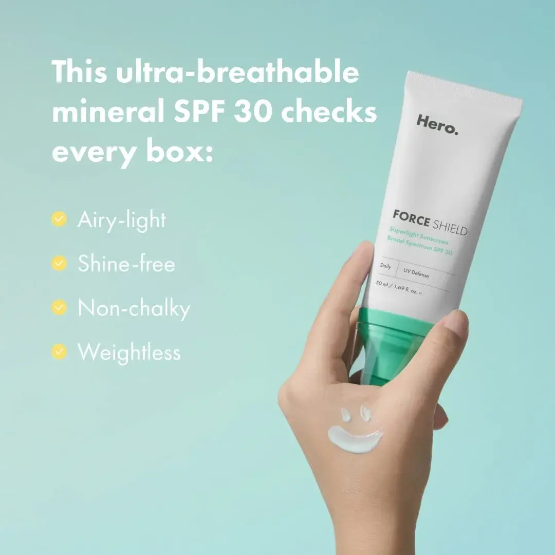 Hero Cosmetics Force Shield Superlight Sunscreen SPF 30, 100 ml (3.38 Fl Oz) | Zinc Oxide, Fragrance-Free for Acne-Prone Skin - view 3