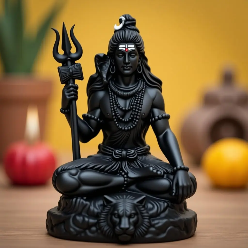 UNOVATE Shiva Idol for Car Dashboard | Mahadev Statue | Compact Black Polyresin (100g) - view 6