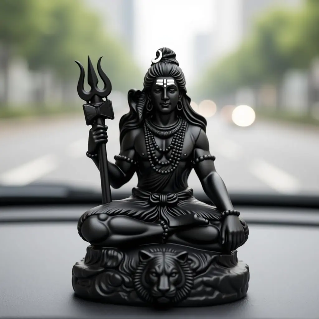 UNOVATE Shiva Idol for Car Dashboard | Mahadev Statue | Compact Black Polyresin (100g) - main product image
