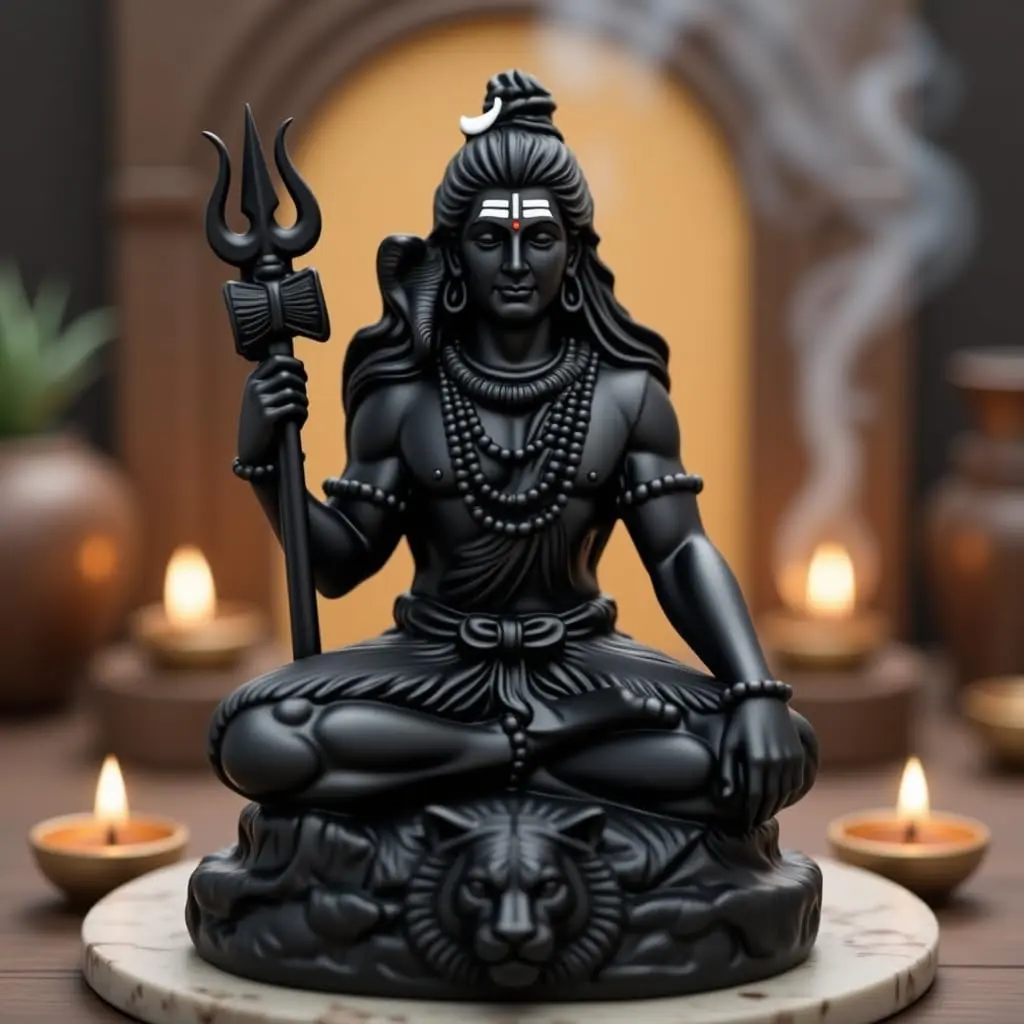 UNOVATE Shiva Idol for Car Dashboard | Mahadev Statue | Compact Black Polyresin (100g) - view 7