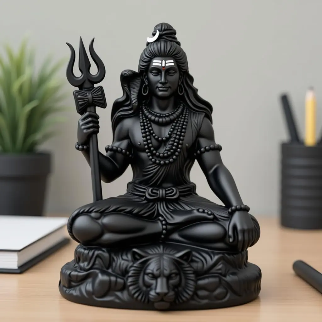 UNOVATE Shiva Idol for Car Dashboard | Mahadev Statue | Compact Black Polyresin (100g) - view 9