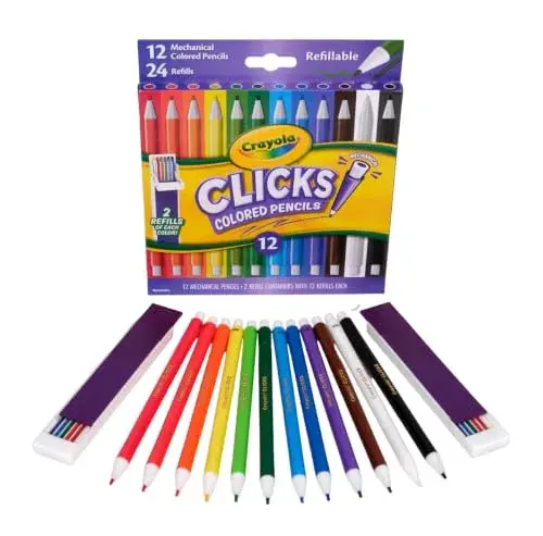 Crayola Clicks Mechanical Colored Pencils 2.0mm | 12 Assorted Colors & 24 Refills - view 2