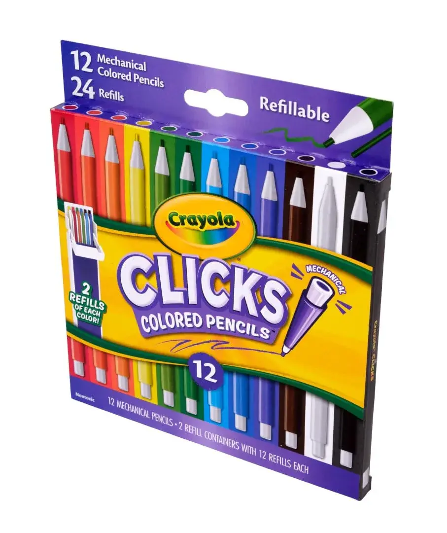 Crayola Clicks Mechanical Colored Pencils 2.0mm | 12 Assorted Colors & 24 Refills - view 3
