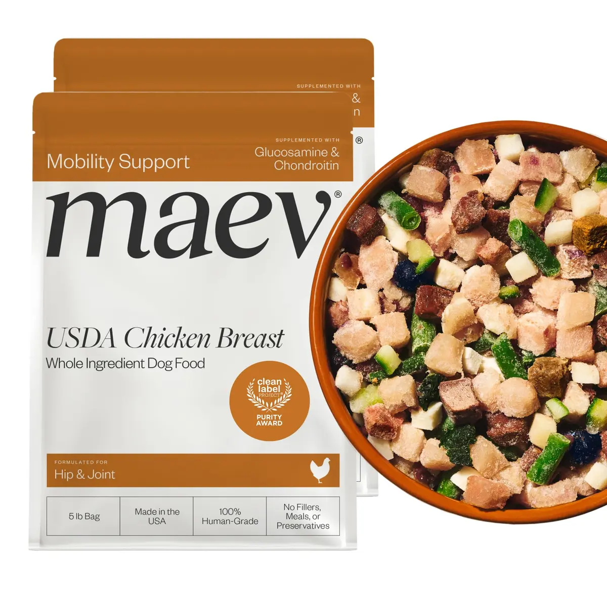 Maev Human-Grade Frozen Chicken Dog Food, Hip & Joint Support, 10 lb | Supports Mobility & Inflammation - main product image