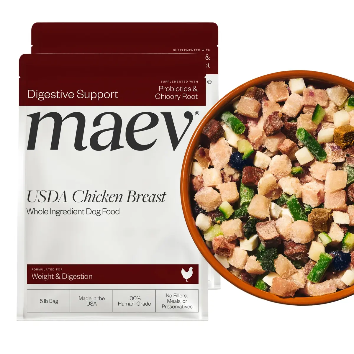 Maev Human-Grade Frozen Chicken Dog Food 10 lb | Supports Digestion & Weight - main product image