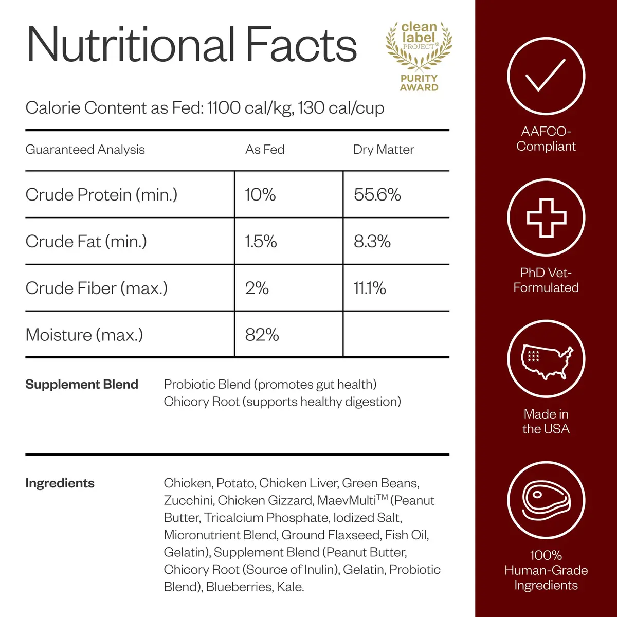 Maev Human-Grade Frozen Chicken Dog Food 10 lb | Supports Digestion & Weight - view 8