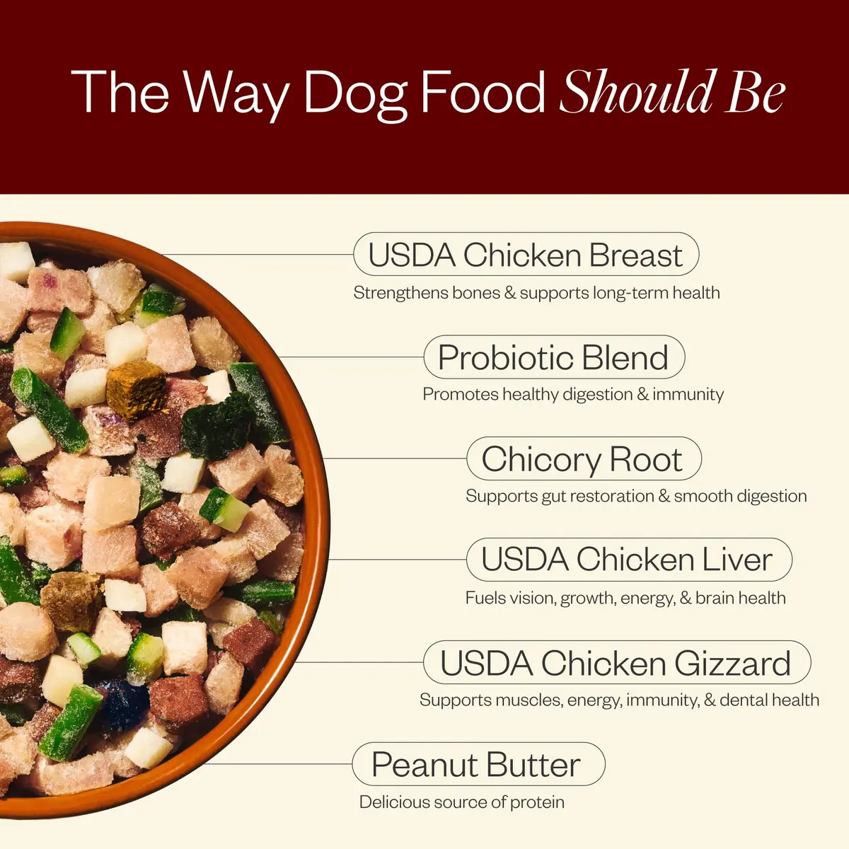 Maev Human-Grade Frozen Chicken Dog Food 10 lb | Supports Digestion & Weight - view 4