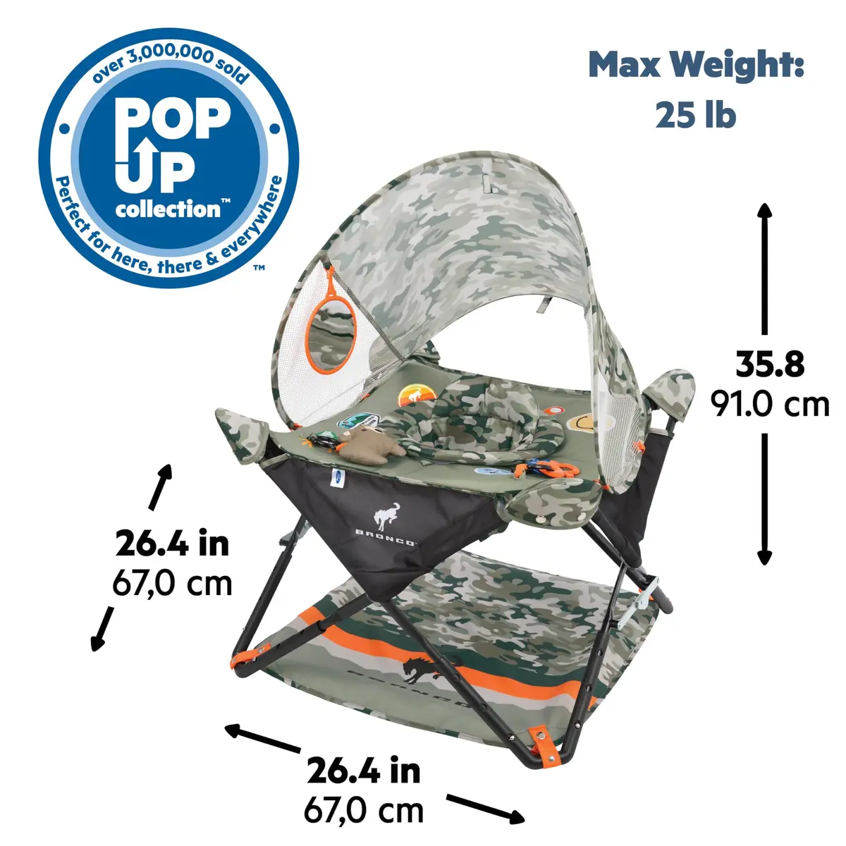 Bright Starts Ford Bronco Pop 'N Jump Portable Baby Jumper | Foldable Indoor/Outdoor Sensory Play - view 7