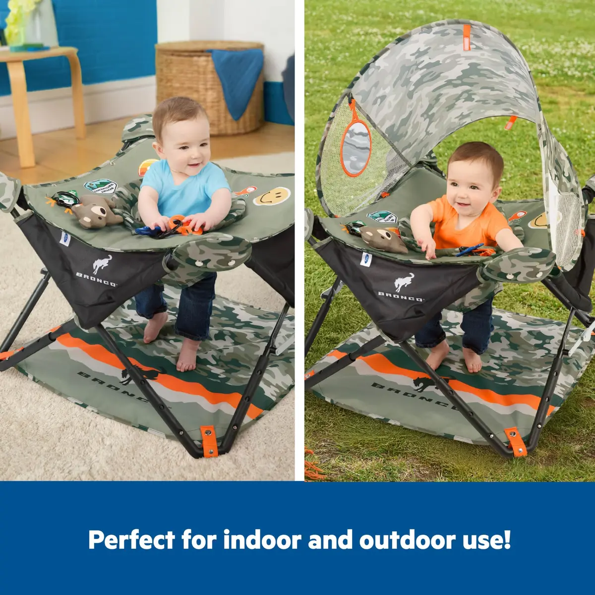 Bright Starts Ford Bronco Pop 'N Jump Portable Baby Jumper | Foldable Indoor/Outdoor Sensory Play - view 3