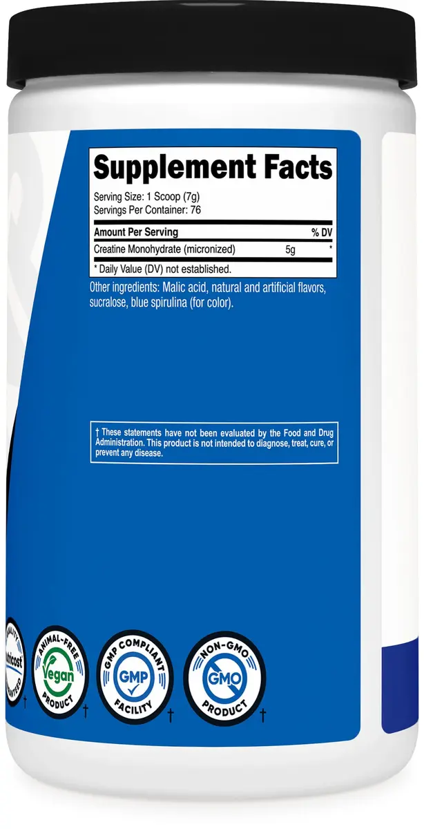 Nutricost Blue Raspberry Creatine Monohydrate Powder 1kg (35.8oz) | Promotes Strength & Endurance - view 5