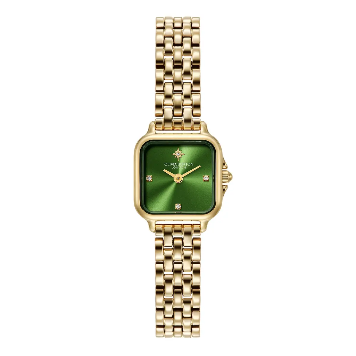 Olivia Burton Mini Grosvenor 20mm Women’s Quartz Watch | Green Sunray Dial, Gold Plated - main product image