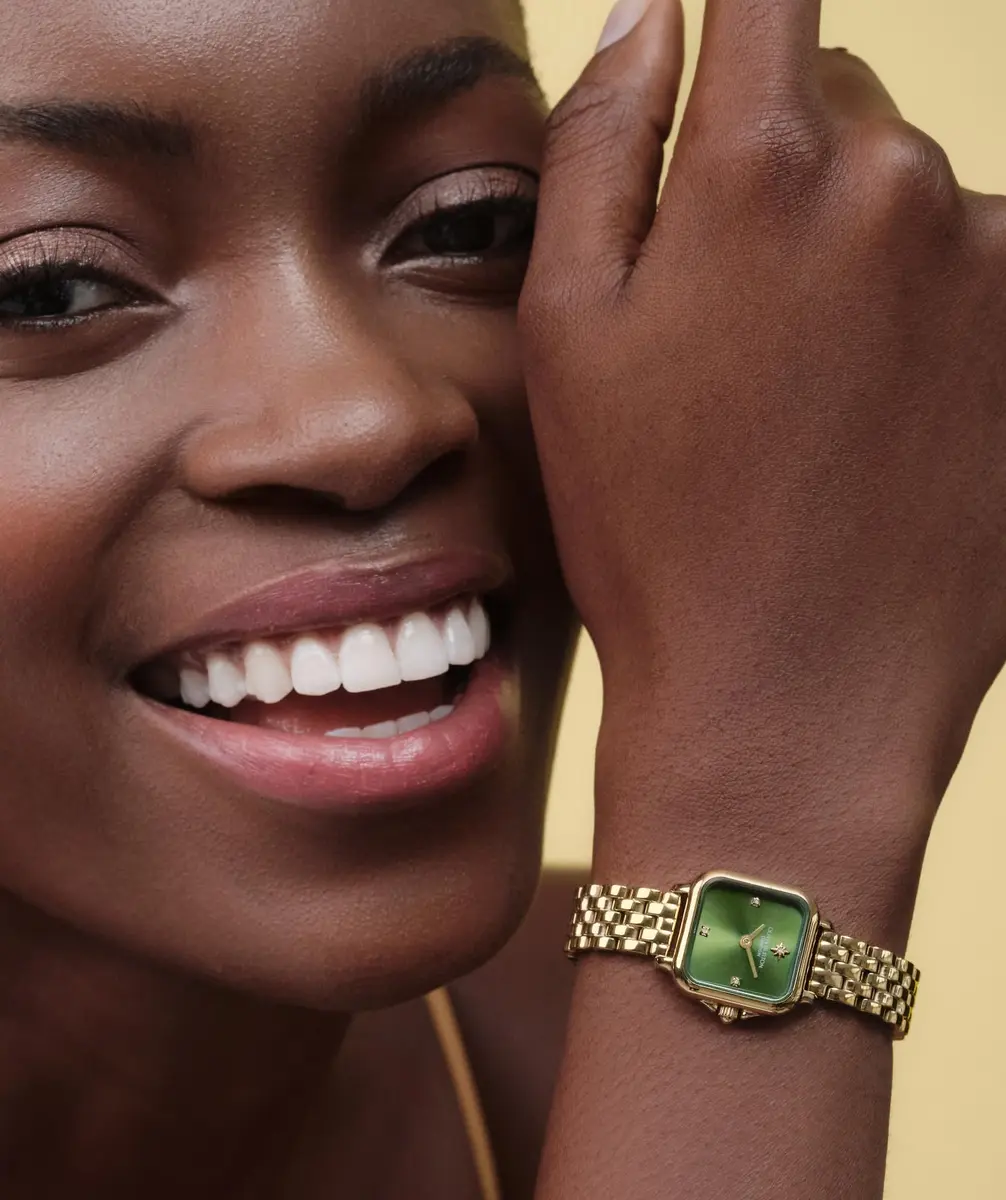Olivia Burton Mini Grosvenor 20mm Women’s Quartz Watch | Green Sunray Dial, Gold Plated - view 2