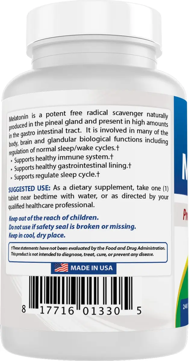 Best Naturals Melatonin 3mg 240 Tablets (Pack of 2) | Unflavoured Sleep Support in USA - view 7